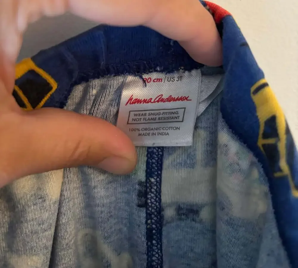 Hanna Anderson Organic Cotton Long John Pajama Set Size 3T Construction Trucks